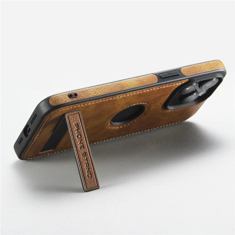 Luxury Leather Fold Bracket Phone Case