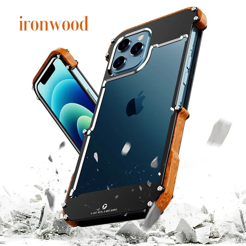 Wood Border iPhone Case With Aluminum Frame