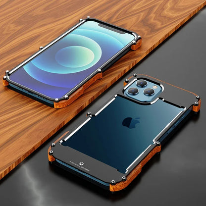 Wood Border iPhone Case With Aluminum Frame